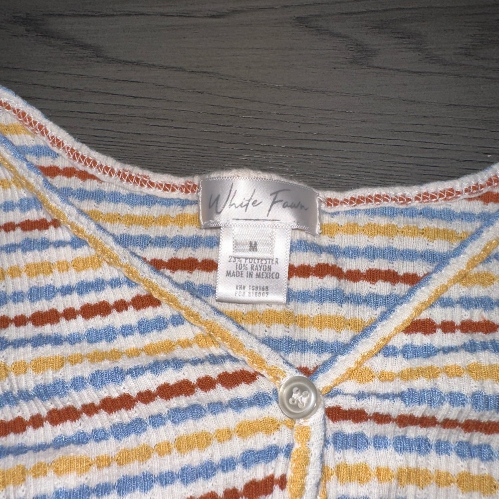 White Fox Boutique Orange and Blue Button Down Shirt - Picture 2 of 3